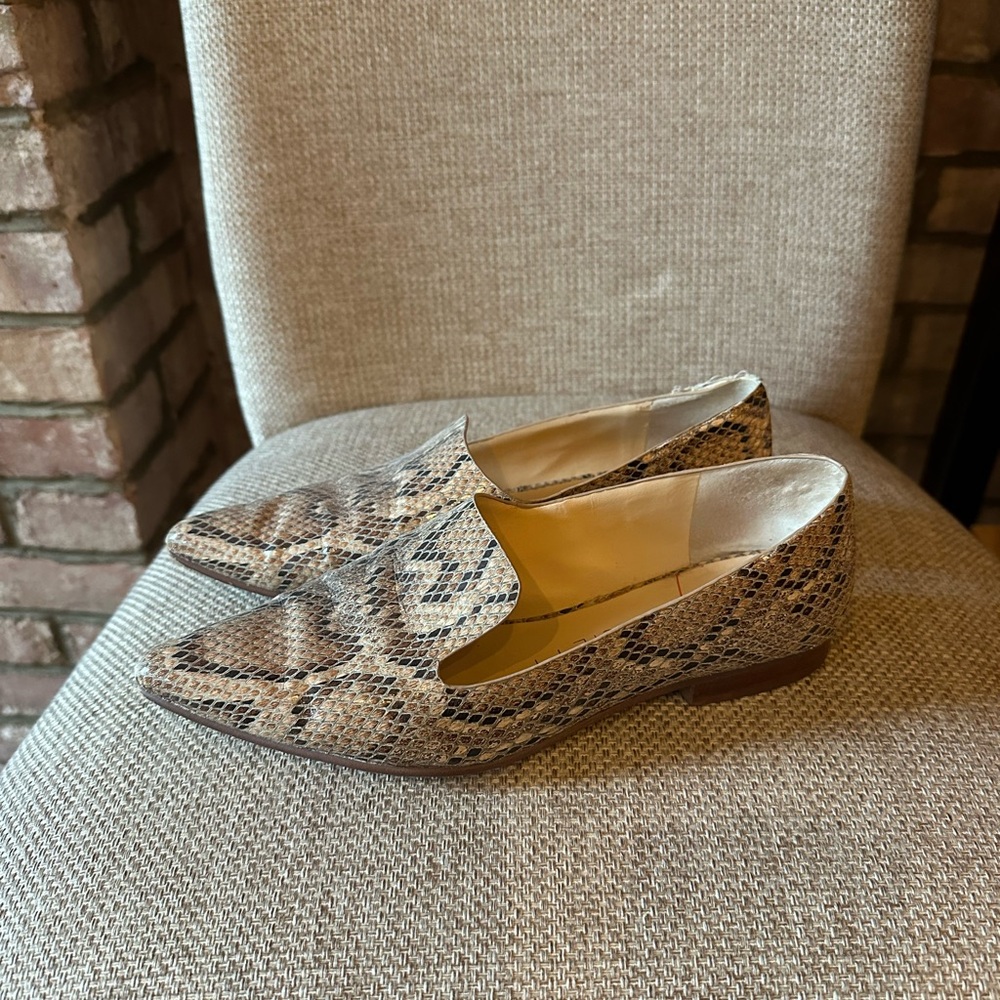 Sole Society Beige and Black Snakeskin Loafers